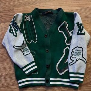 Louis Vuitton Green and Gray Kids Cardigan